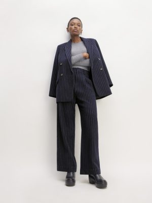 The ReWool® Way-High Drape Pant | Navy / Bone