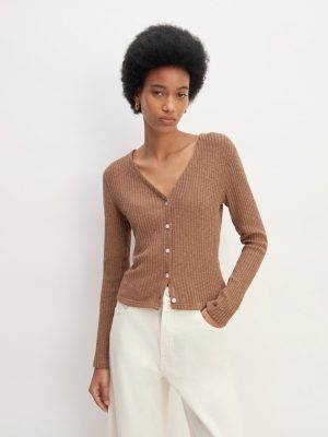 The Cozy Rib Cardigan | Carob Brown