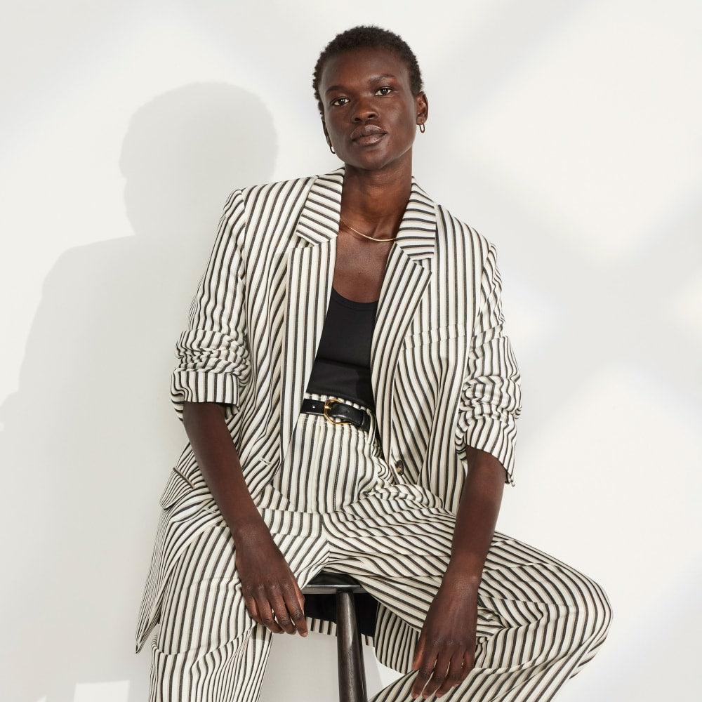 The Oversized Blazer in Buttersmooth | Ombre Stripe - Image 7