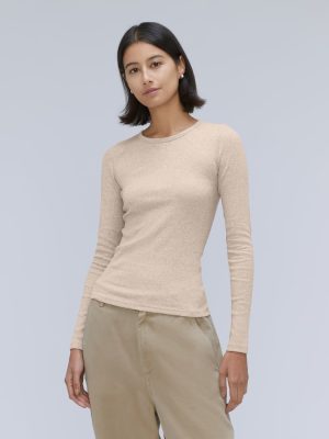 The Luxe Rib Long-Sleeve Crew | Heathered Meringue