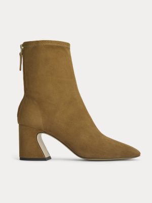 Leather Curved-Heel Boot | Russet