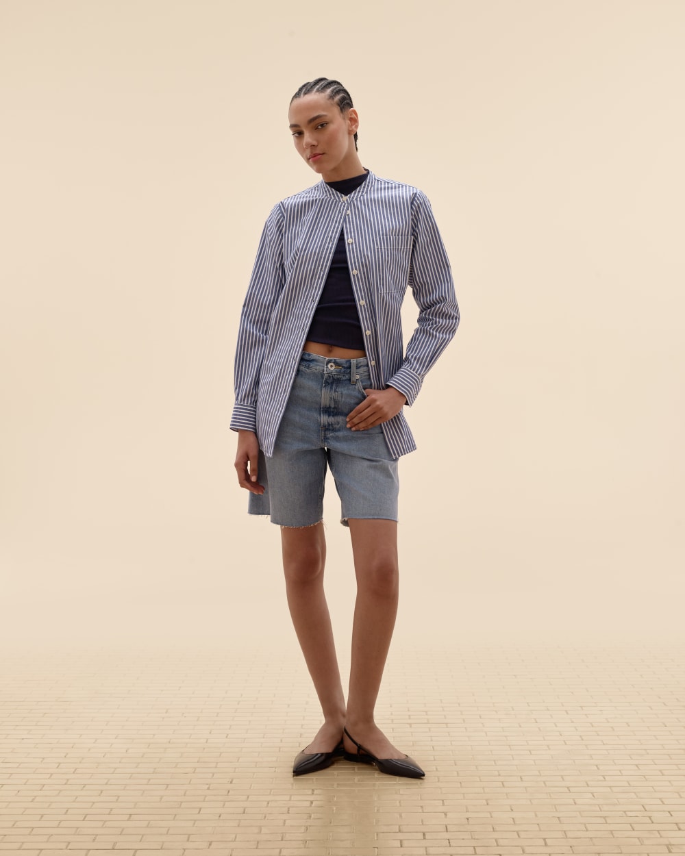 The Luxe Rib Funnel-Neck Tank | Navy - Image 3