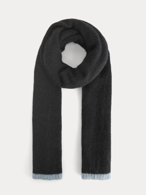 Plush Alpaca Scarf | Black/ Skyway