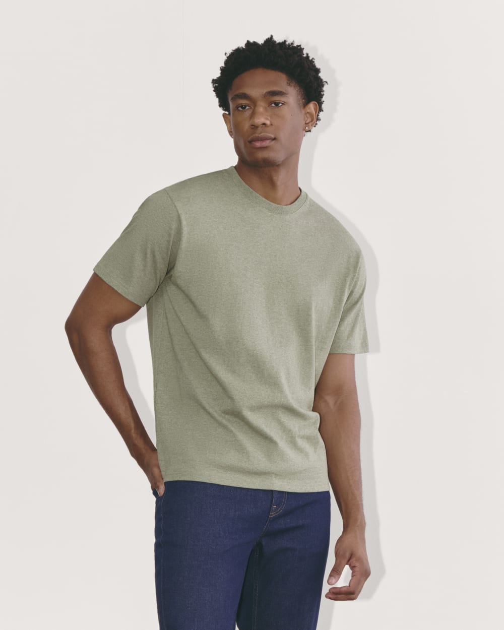 The Premium-Weight Relaxed Crew | Uniform | Heather Sage Green