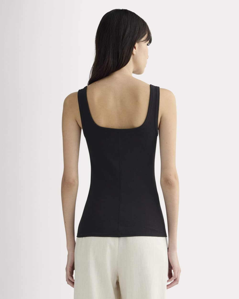 The Luxe Rib Square-Neck Tank | Black - Image 4