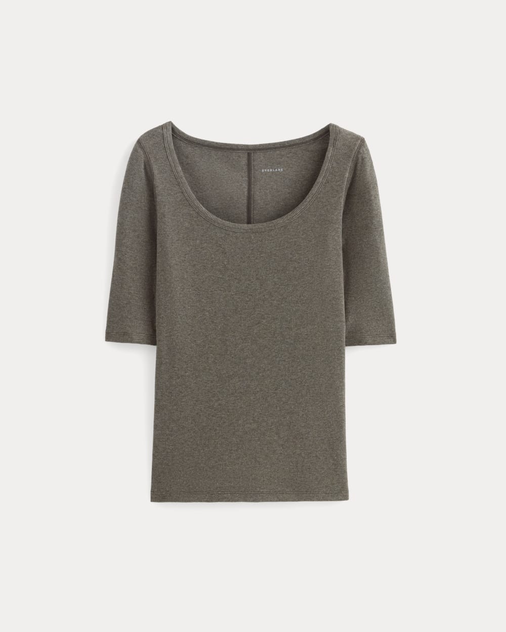 The Luxe Rib Scoop-Neck Tee | Heathered Fatigue - Image 2