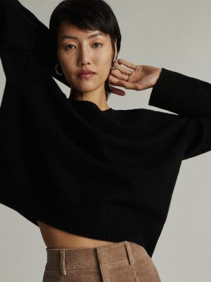 The Cashmere Boxy Crew | Black