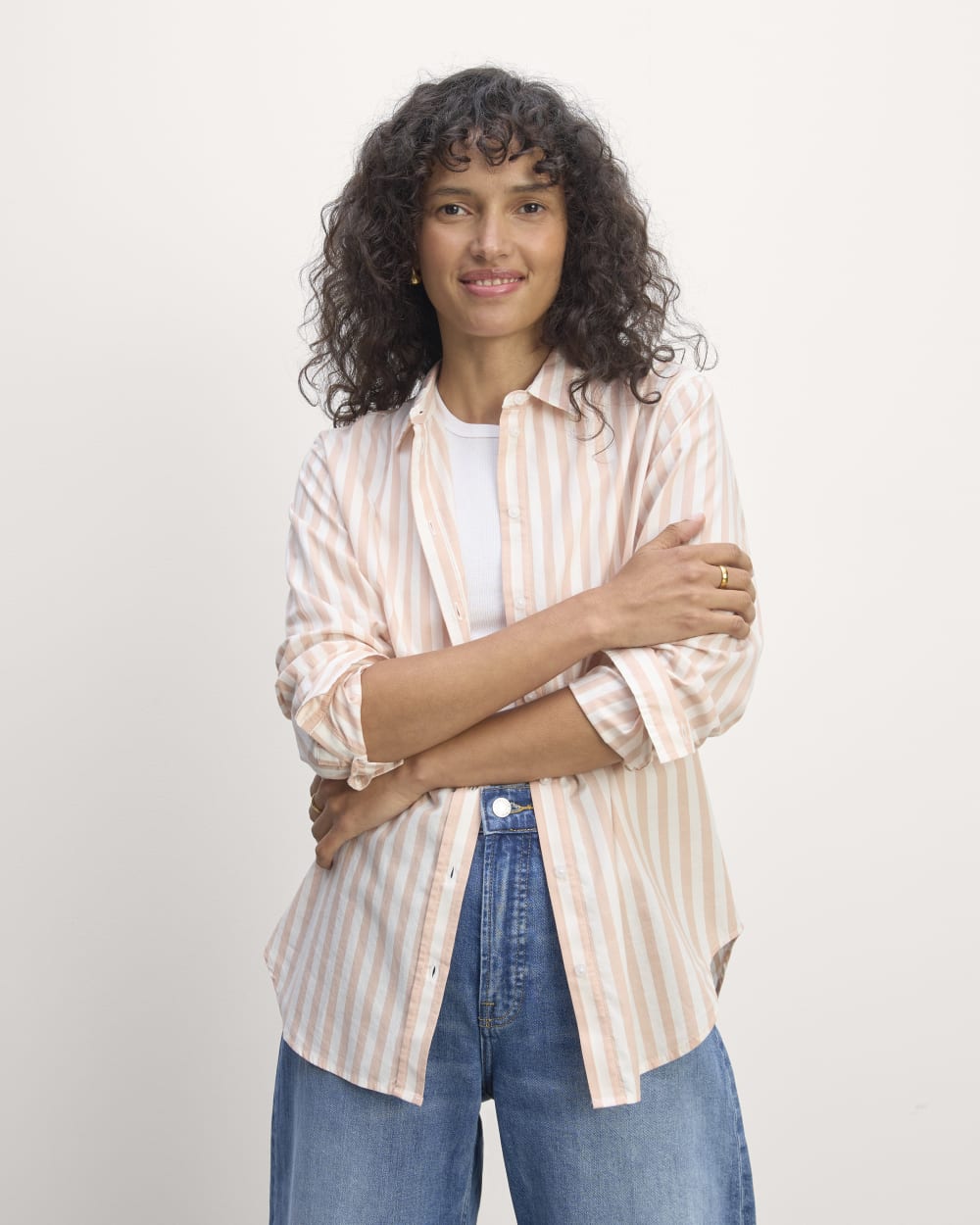 The Must-Have Shirt in Silky Cotton | Bone / Blush Pink - Image 2