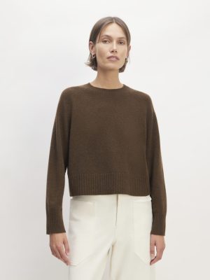 The Boxy Crew in Cashmere | Heather Cocoa