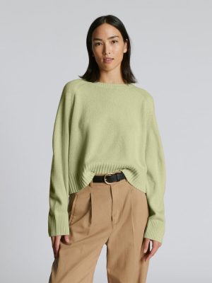 The Cashmere Boxy Crew | Seafoam Green