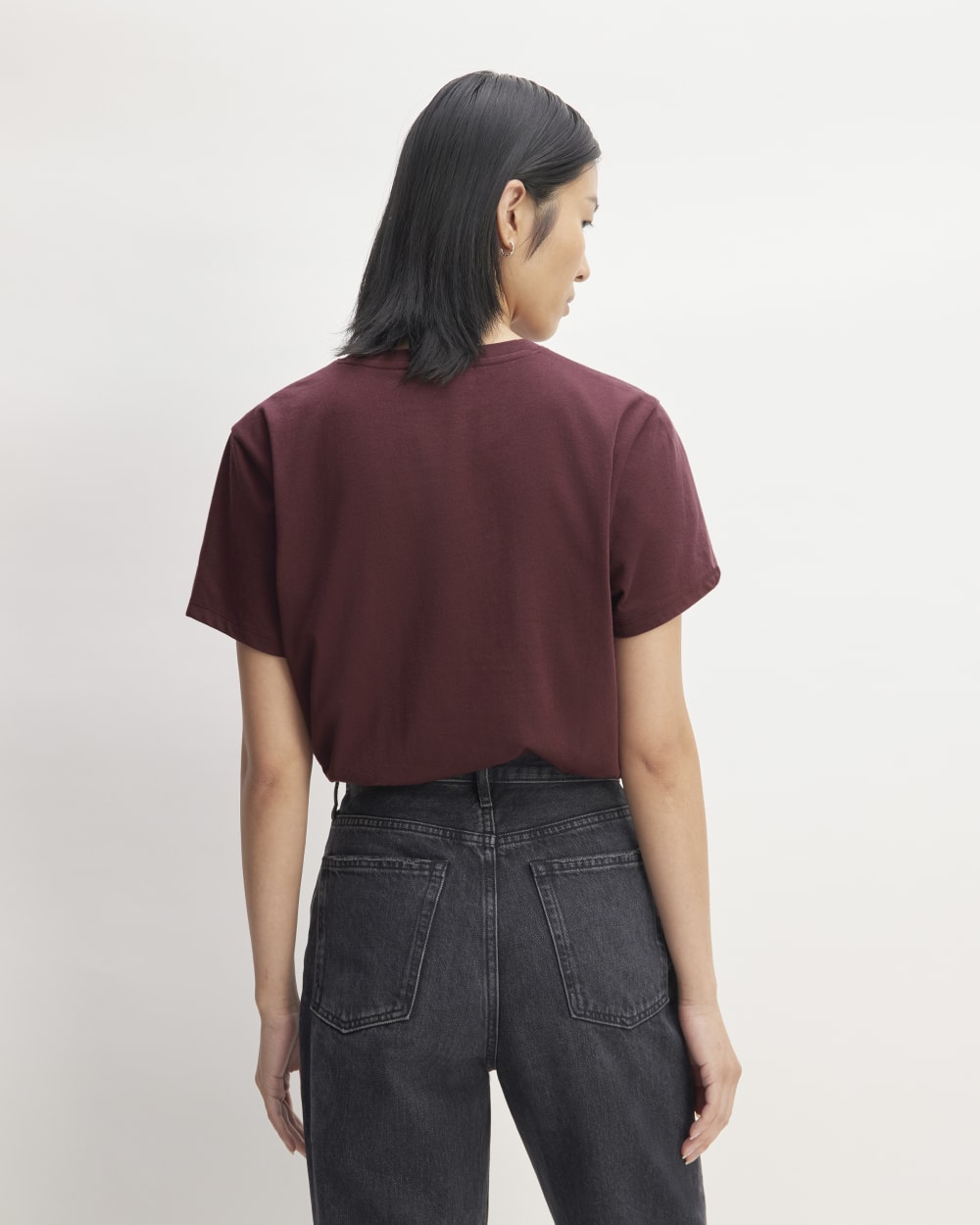 The Box-Cut Tee in Essential Cotton | Burgundy | No Pocket - Image 4