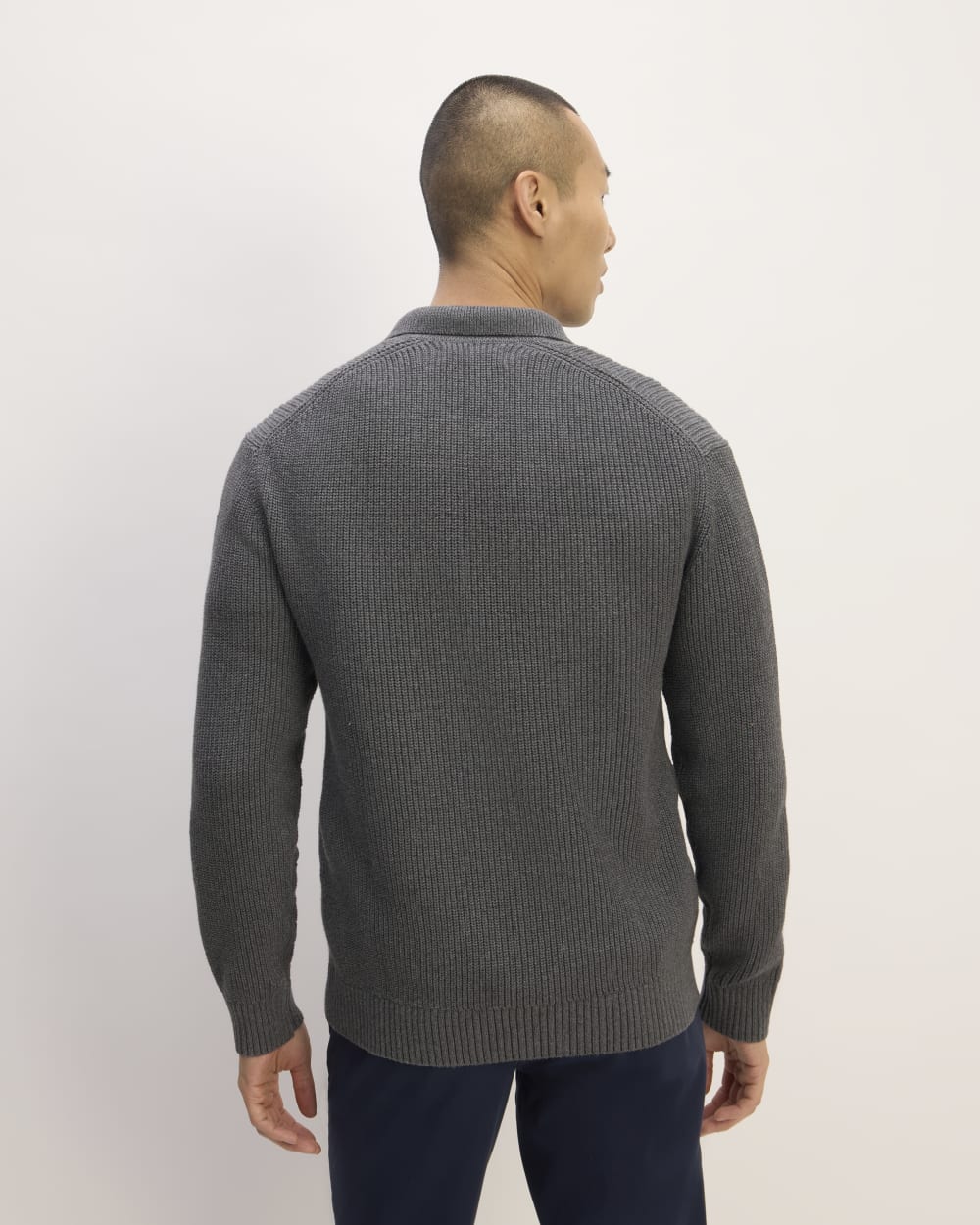 The Cotton Chunky Rib Polo | Heathered Charcoal - Image 6