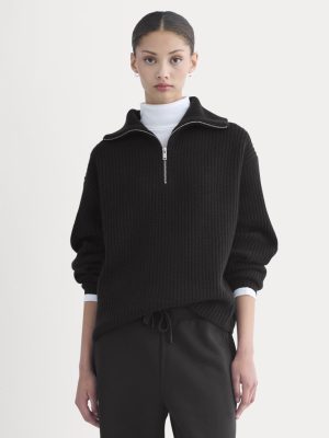 The Half-Zip Sweater in Luxe Merino | Black
