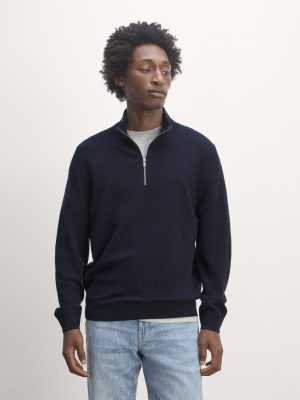 The Quarter-Zip in Cashmere |  Navy