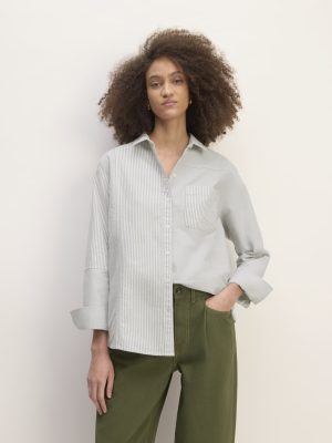 The Everlane x Marques' Almeida Patchwork Relaxed Shirt | Grey Stripe Patchwork