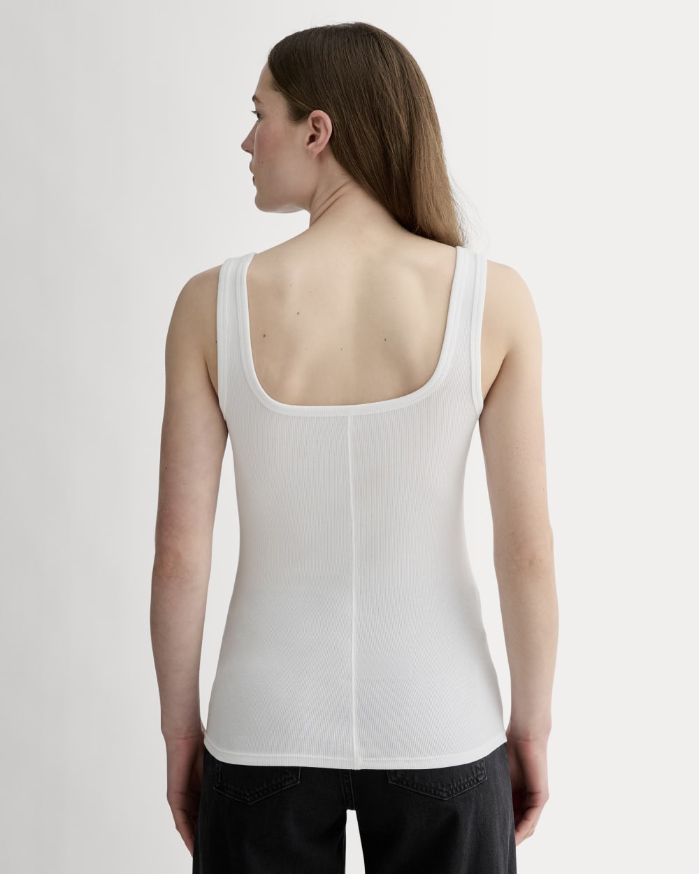 The Luxe Rib Square-Neck Tank | White - Image 4