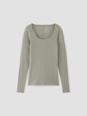 The Luxe Rib Long-Sleeve Scoop-Neck Tee | Sage Green