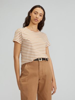 The Box-Cut Tee in Essential Cotton | Caramel / Canvas Tan | No Pocket