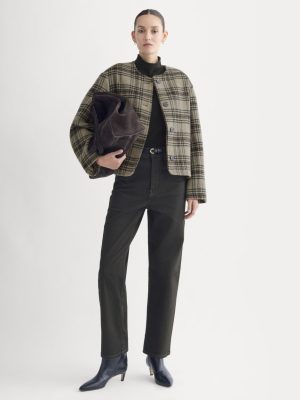 The Cocoon Coat in Wool | Chocolate Plum/Heather Charcoal