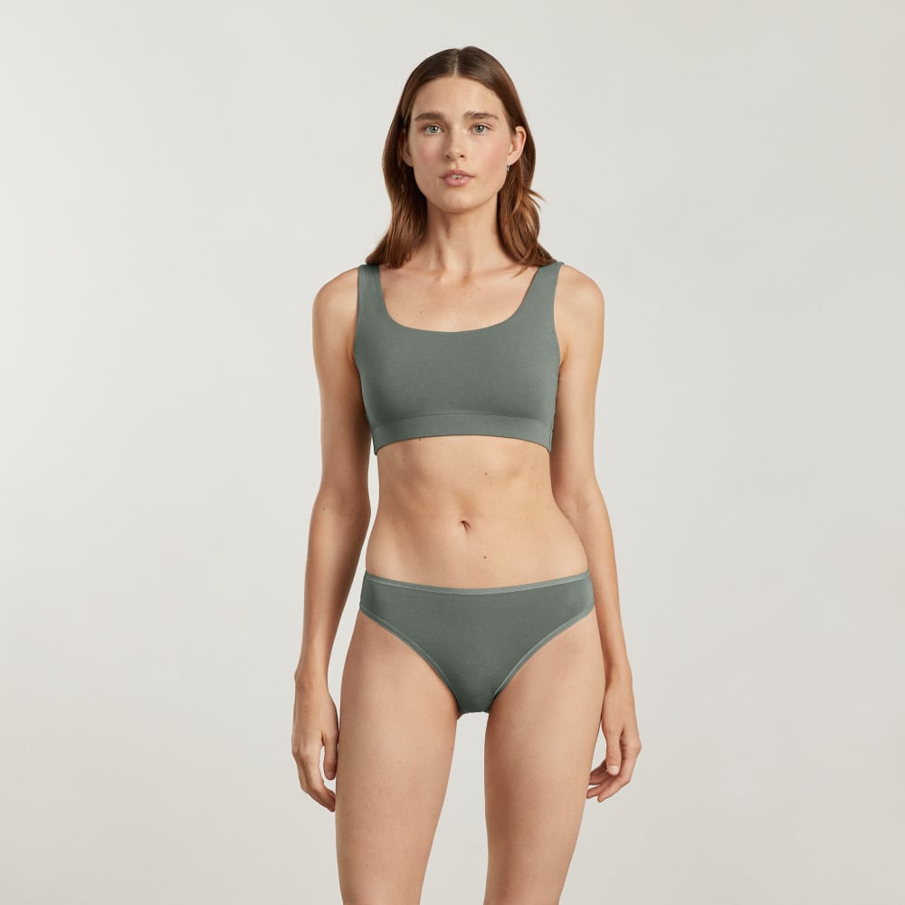 The Cotton High-Rise Bikini | Dark Sage - Image 2