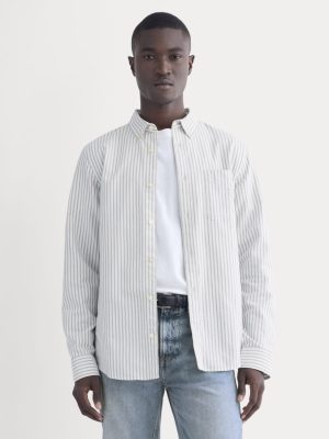 The Slim Oxford Shirt | Bone / Navy | Tall