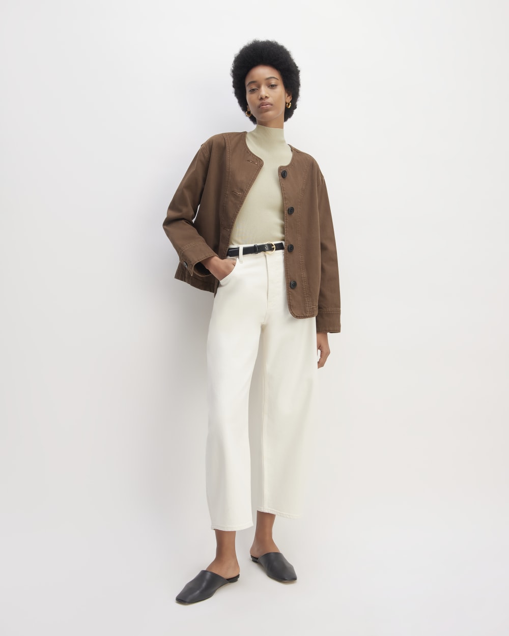 The Viscose Mock Neck Top | Beige - Image 3