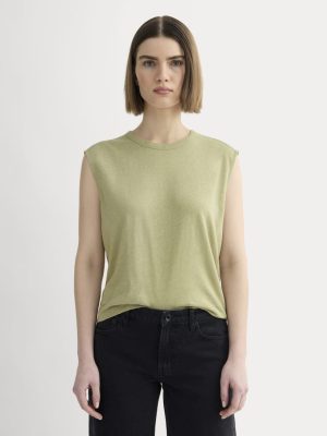 The Muscle Tee in Cotton Linen | Eucalyptus