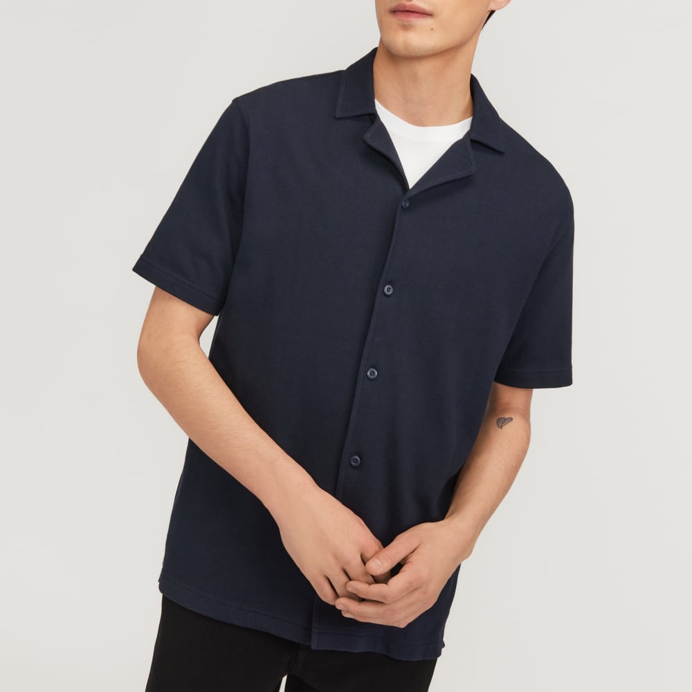 The Pique Short-Sleeve Shirt | Deep Navy - Image 4