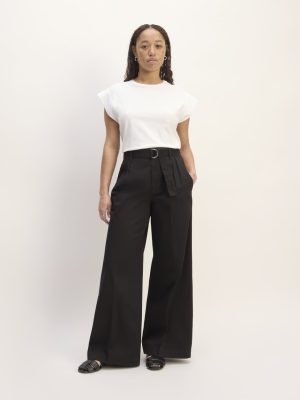 The Pleated Wide-Leg Chino | Black