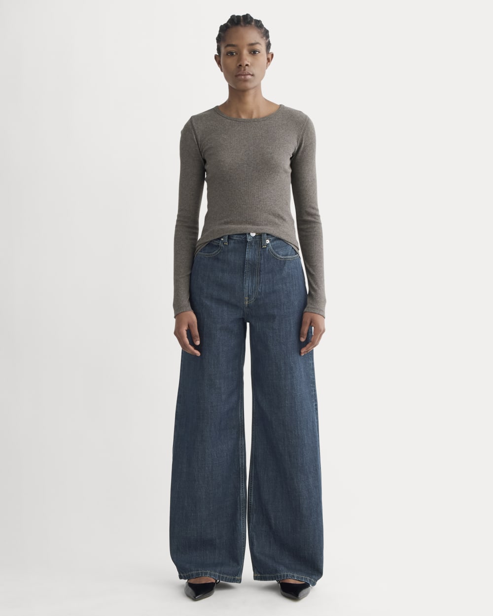 The Luxe Rib Long-Sleeve Crew | Washed Heathered Fatigue - Image 3