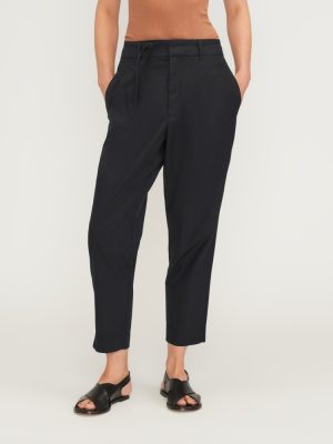 The Poplin Pleated Taper Pant | Black