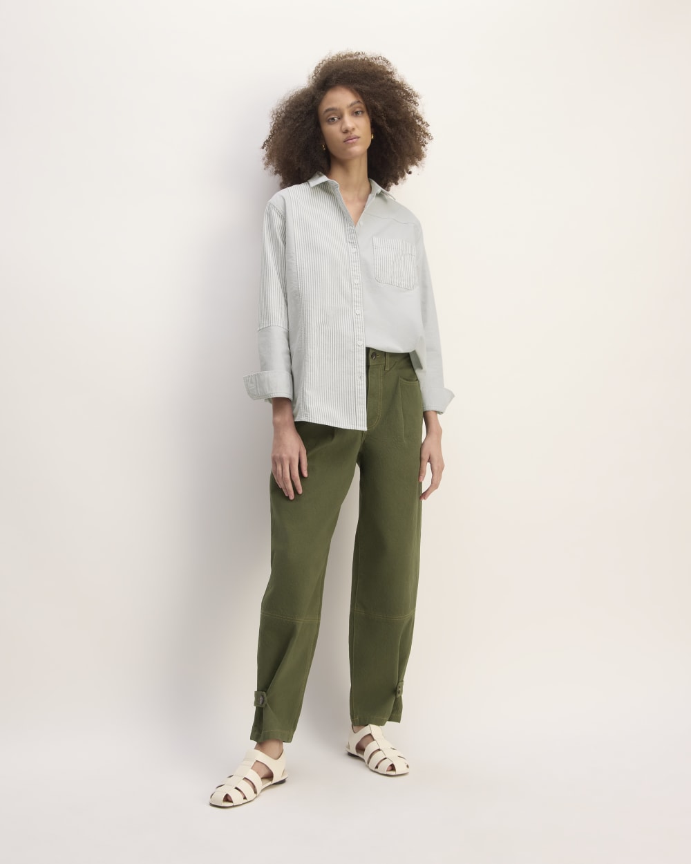 The Everlane x Marques' Almeida Patchwork Relaxed Shirt | Grey Stripe Patchwork - Image 3