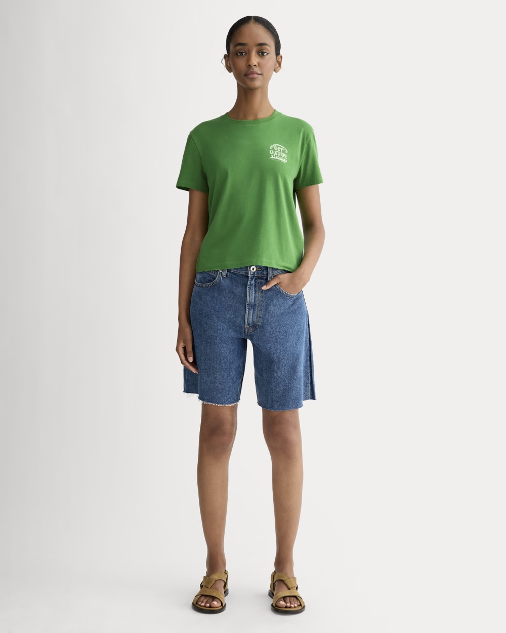 The Everlane x Parks Project Box-Cut Tee | Green / Natural - Image 3