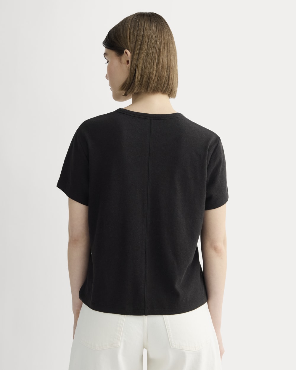 The Box-Cut Tee in Cotton Linen | Black - Image 4