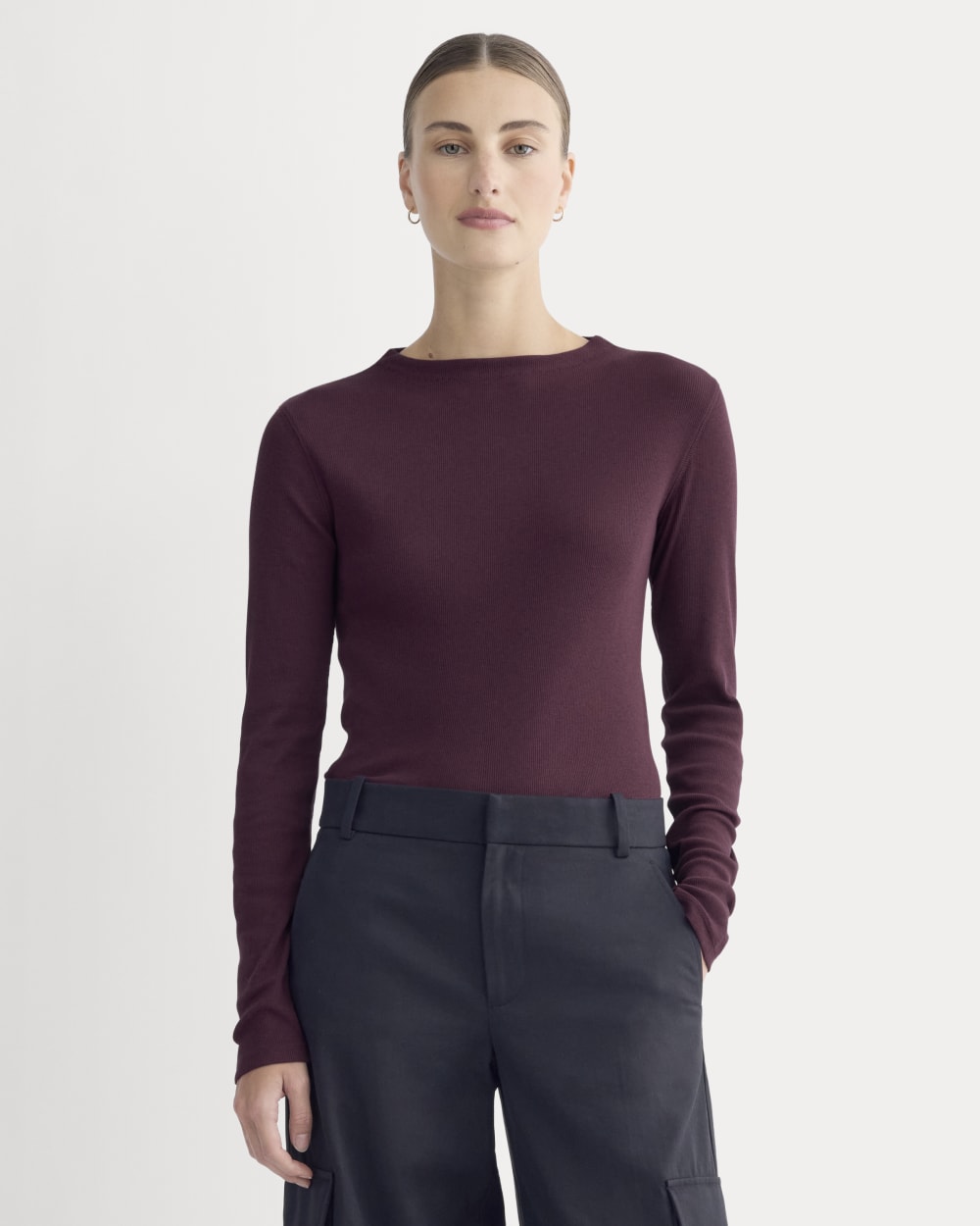 The Luxe Rib Funnel-Neck Tee | Heathered Port Royale