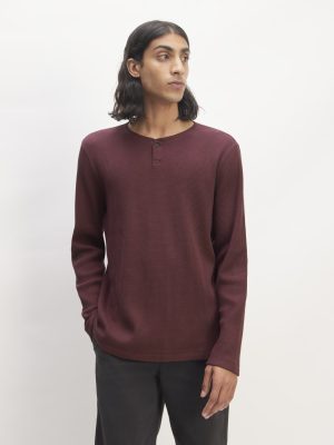 The Waffle Long-Sleeve Henley | Burgundy