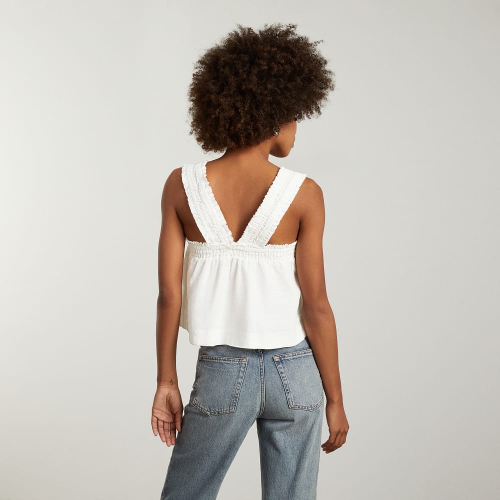 The Smocked Linen Cami | White - Image 3