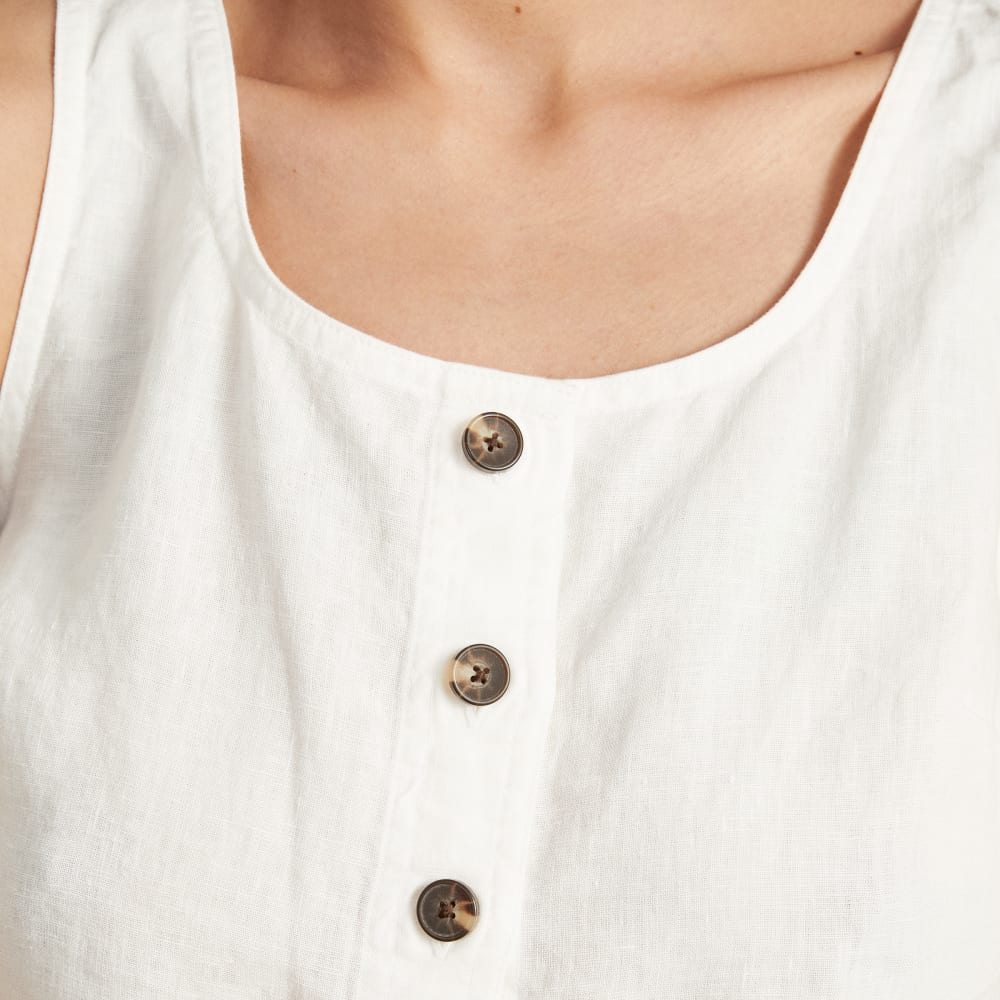 The Linen Button-Front Crop Tank | White - Image 5