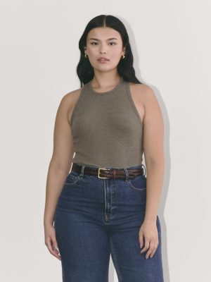 The Luxe Rib Racerback Tank | Heathered Fatigue