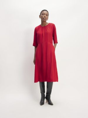 The City Stripe Ruched Dress | Haute Red