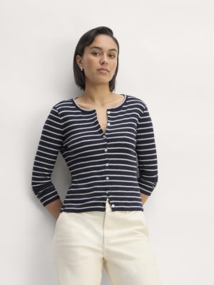 The Vintage Rib Cardigan | Navy / Bone