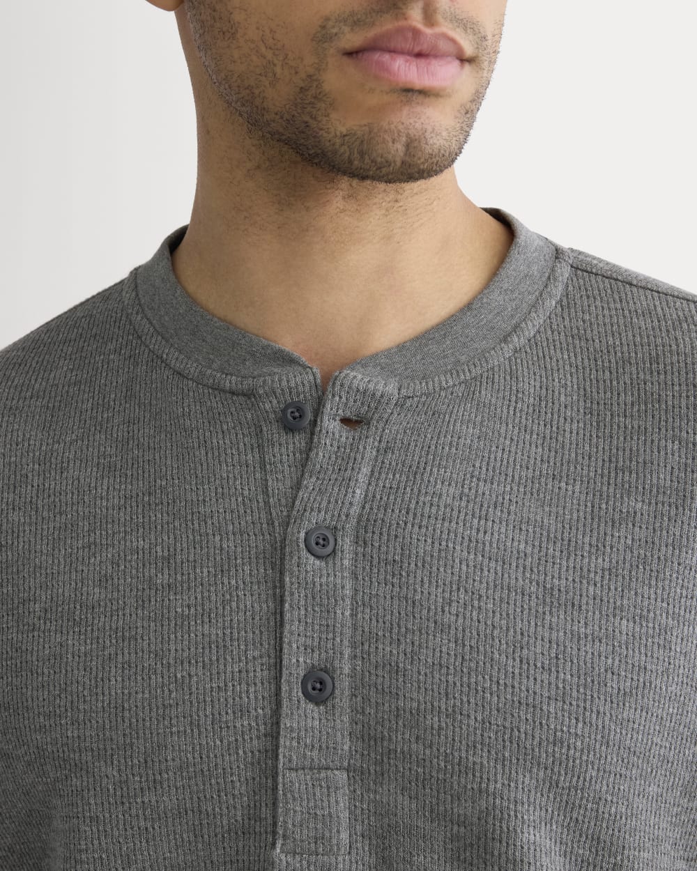 Thermal Henley in Cozy Waffle | Heathered Charcoal - Image 4