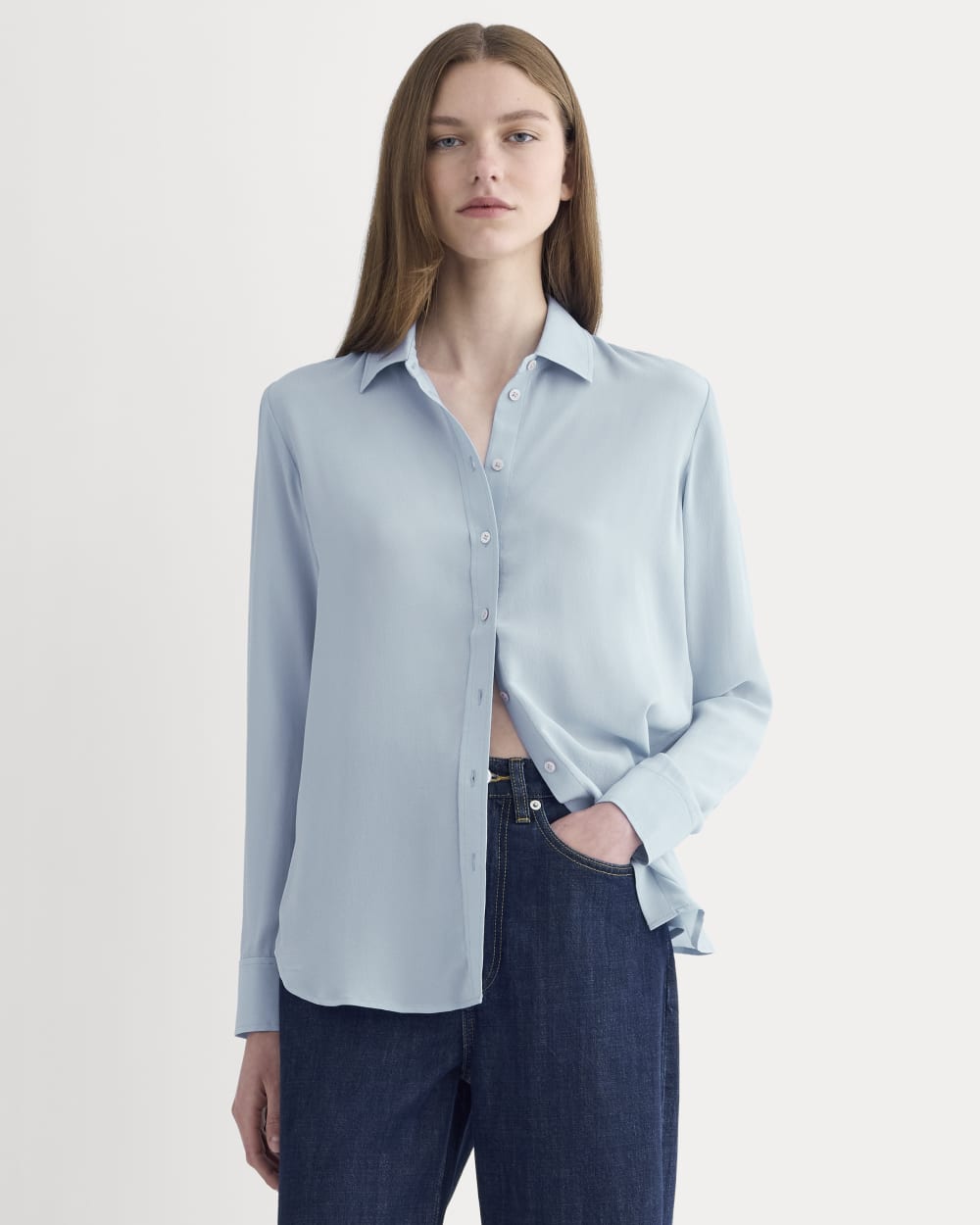 The Must-Have Shirt in Washable Silk | Soft Blue