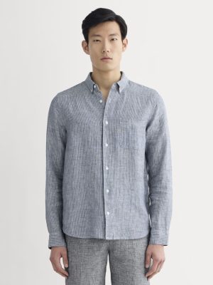 The Classic Shirt in Linen | White / Blue