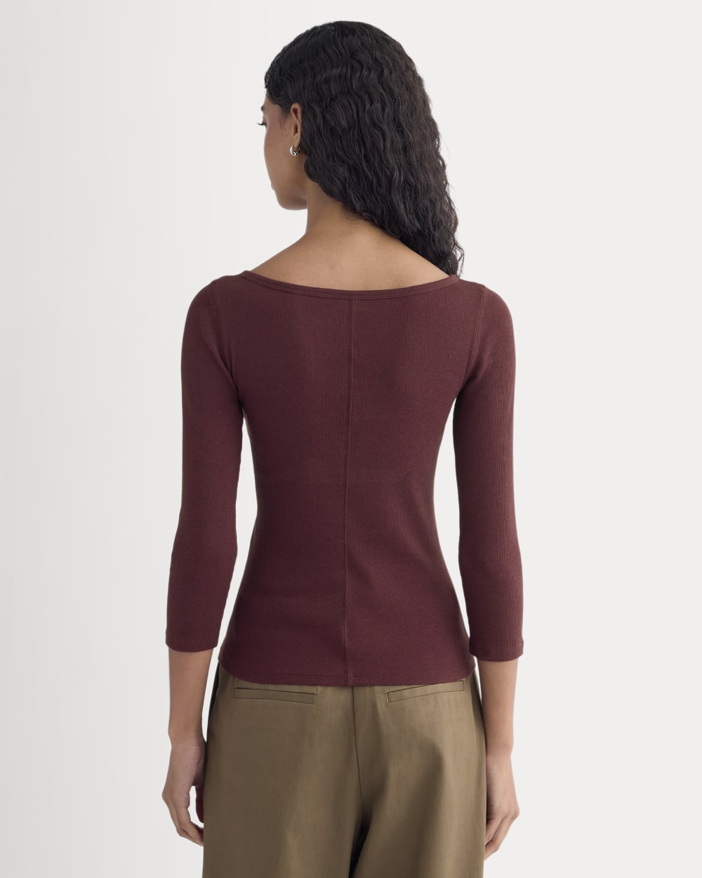 Luxe Rib 3/4 Sleeve Boatneck Tee | Heathered Port Royale - Image 2