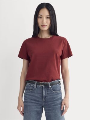 The Box-Cut Tee in Essential Cotton | Merlot | No Pocket