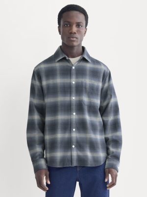Brushed Flannel Shirt | Blue Ombre Plaid