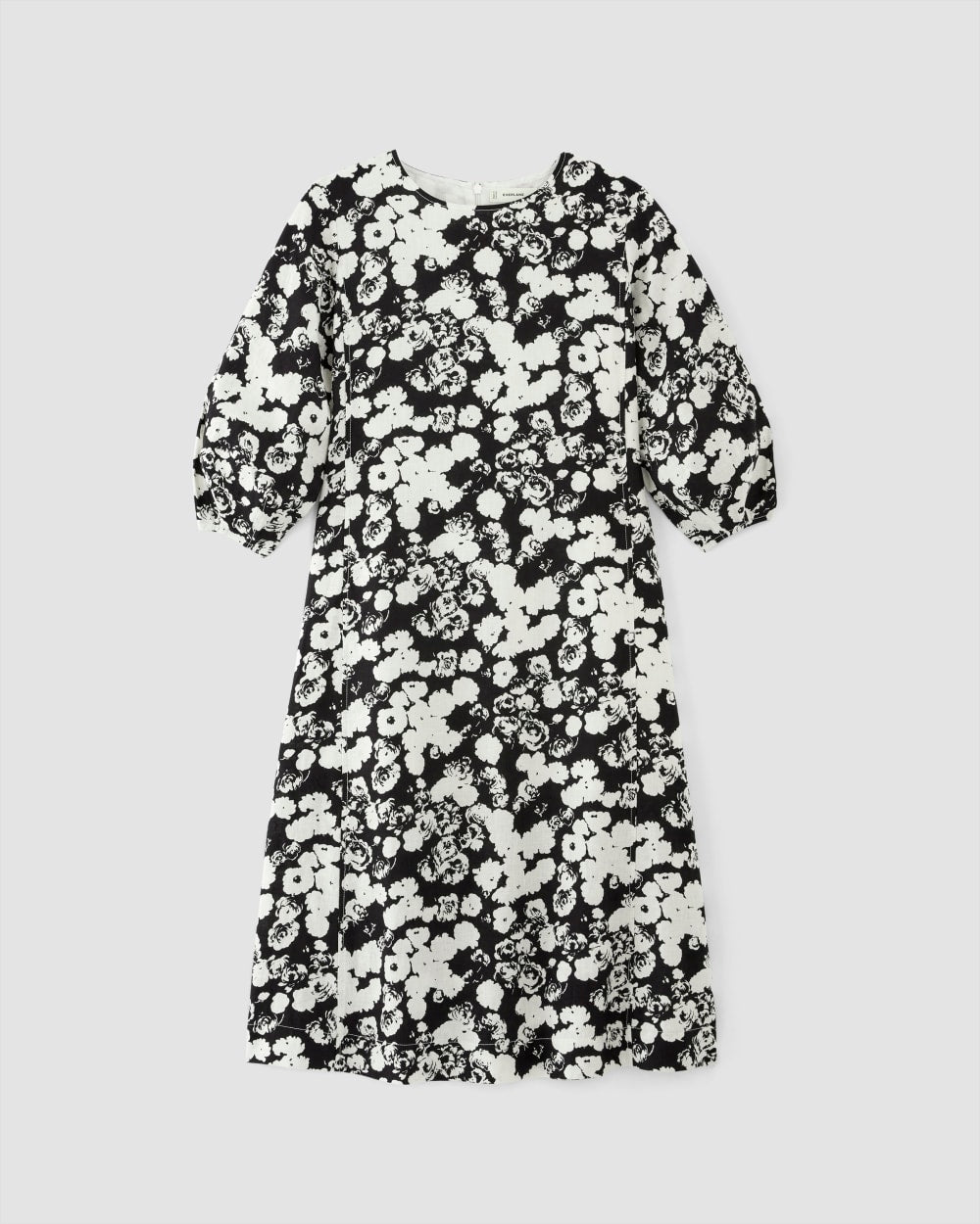 The Linen A-Line Midi Dress | Black / Bone Floral - Image 2