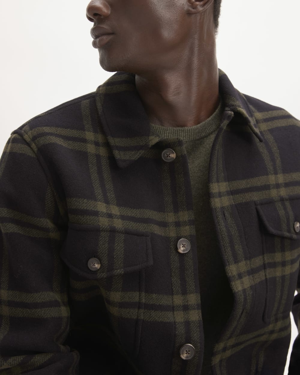 The ReWool? Oversized Shirt Jacket | Black / Olive - Image 4