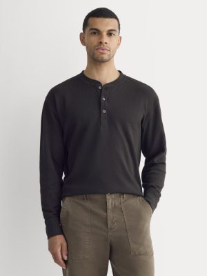 Thermal Henley in Cozy Waffle | Black